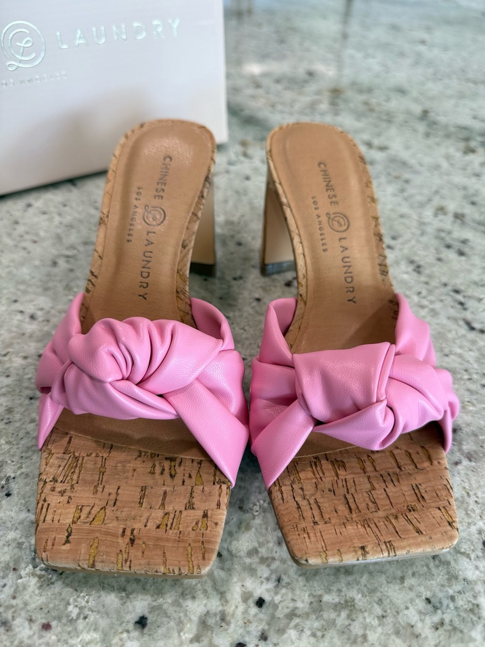 The Yvonna Slides Pink Knotted Cork Slide "NIB"